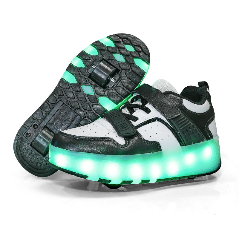 Factory Direct Sales, Explosive Shoes, Men's and Children's Double-wheel Charging Shoes, High Value 6-16 Years Old, Sliding Shoes with Wheels