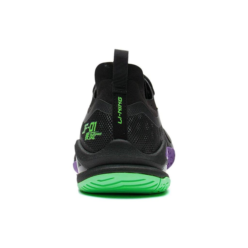 Li Ning Sprint Pro Cushioning, Wear Resistant Low Top Badminton Shoes Unisex Black Green AYAS012-5