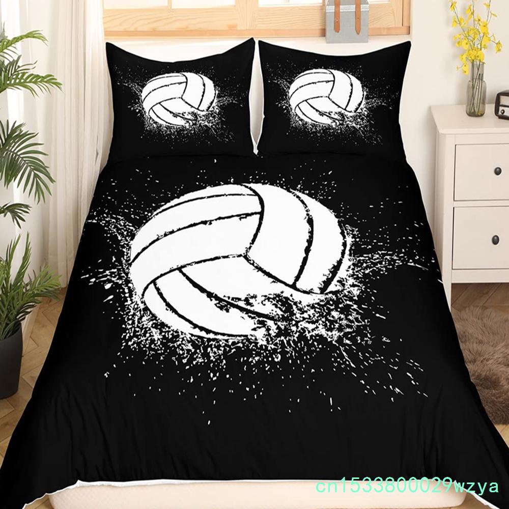 Volleyball Sport Bedding Set Sports Theme Duvet Cover King Queen Watercolor Volleyball Comforter Cover Ball Game Quilt Cover
