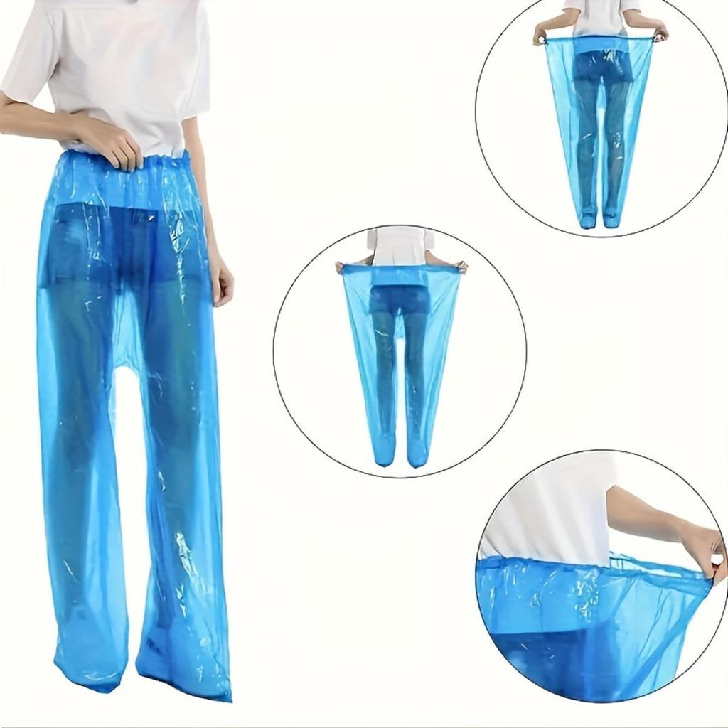 Waterproof Disposable Clear PE Trousers Fishing Protect Foot Rain Pants Split Raincoat Rainsuit Outdoor Tourism Travel Cycling