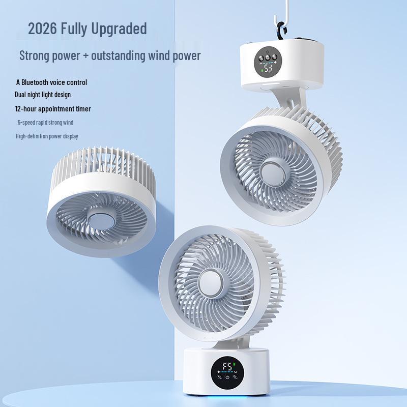 Rechargeable Desktop Fan with Voice Control, Timer, & Long Battery Life for Home Air Circulation