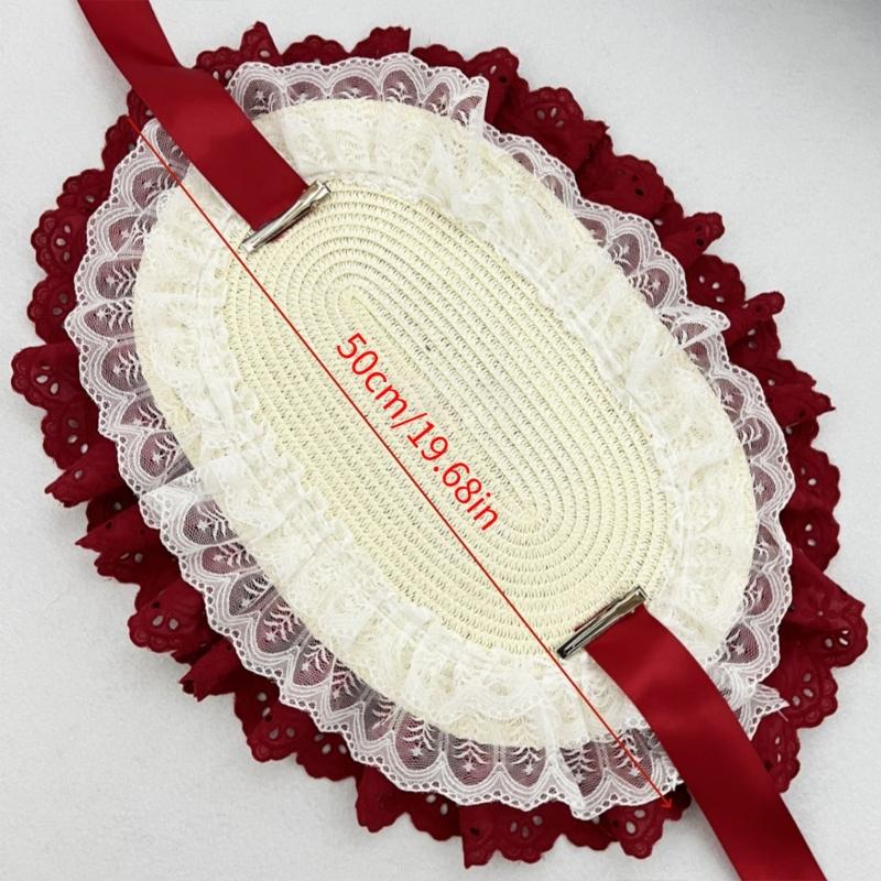 Victorian Dancing Party Anime Hat With Lace Bowknot Floral Design Adjustable Headbands For Women Girls Sun Protecting