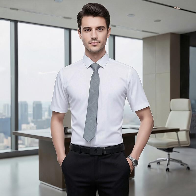 Мужская и женская рубашка Taluoman с коротким рукавом, не требующая глажки, в стиле business casual L