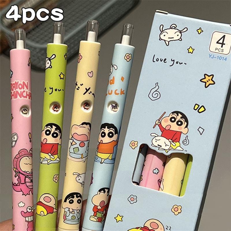 4/6pcs Crayon Shin Stationery Set Gifts Neutral Pen Notebook Student Birthday Gift chan Entertaining Play Safe Kid Friendly Fun