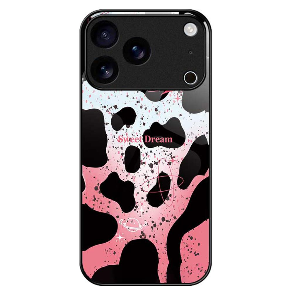 For iPhone 17 Pro Case PC TPU Tempered Glass Pattern Printing Phone Back Cover