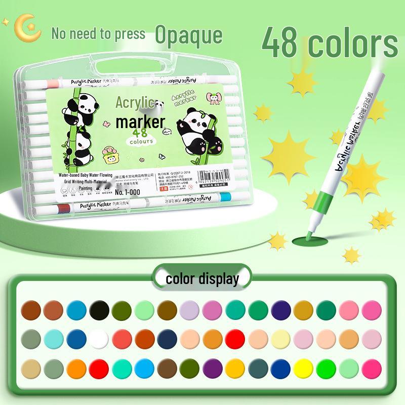 Panda Cartoon Acrylic Marker Pens for Kids - Water-Based, Opaque, Stackable Colors for Children’s Art