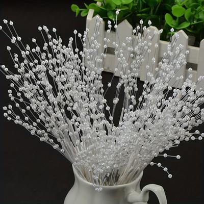 50pc Elegant White Pearl Sticks – Versatile Bead Strands for Wedding & Seasonal Tabletop Décor