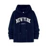 Men's 2025 Loose American Letter Embroidery Plush Warm Hoodie