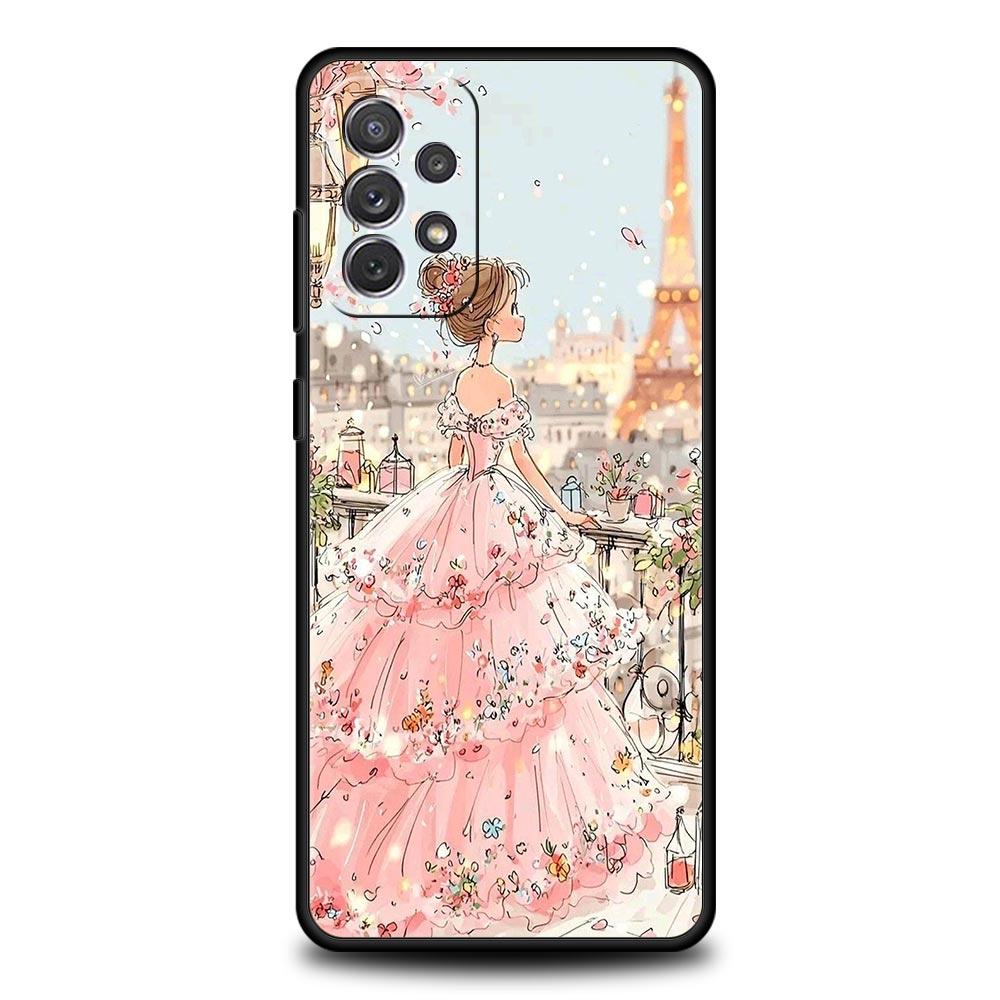 

Cartoon Girl Phone Case for Samsung Galaxy A55 A35 A17 A07 A15 A13 A25 A51 A71 A72 A73 A32 A52 A52S A41 5G Soft TPU Shell Capas Samsung A51