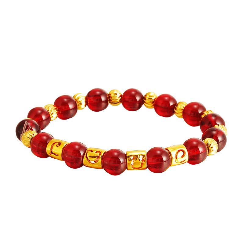 Garnet LOVE Women s Bracelet  Lucky Bead Bracelet One Size(16-22CM)