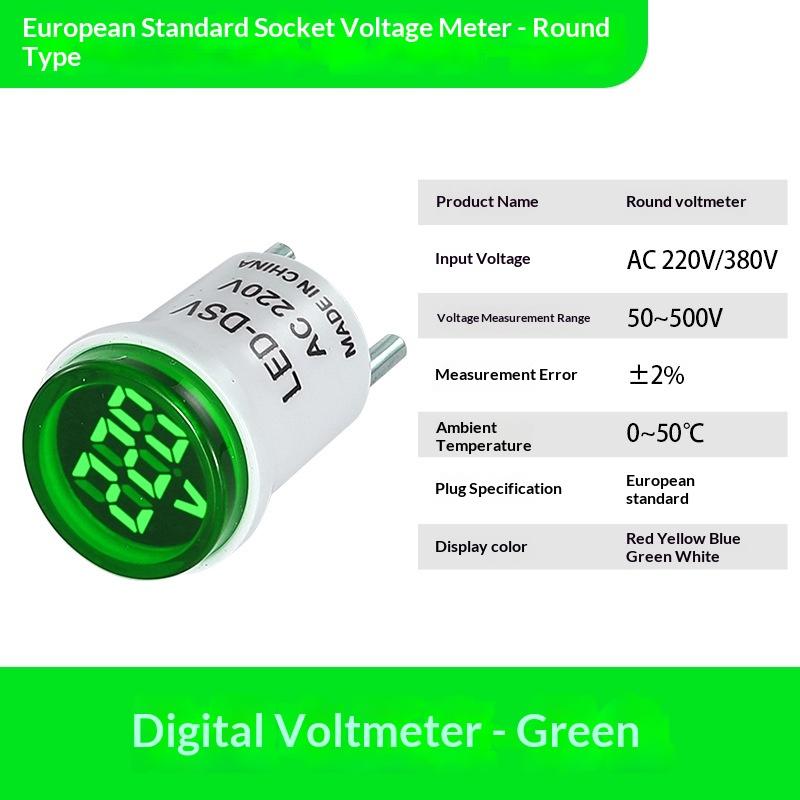 LED Digital AC Voltmeter Indicator High Precision EU Plug 50-500V Voltage Tester for Home Circuit Inspection