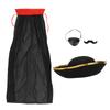 Black Pirate Costumes Cape Hat Eye Patch Beard Pirate Accessories for Halloween Party