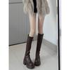 Elastic Skinny Boots Knee Long Boots Women's Autumn and Winter Small Straight Tall Knight Boots Children's Thick Heels