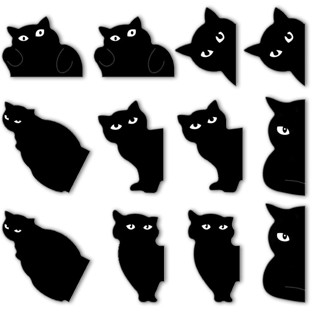 6/12 Stück Schwarze Katze Niedliche Lesezeichen Geschenk Magnetische Lesezeichen Gefalteter Lesezeichenhalter Geschenke für Katzenliebhaber und Schüler Lehrer Schule