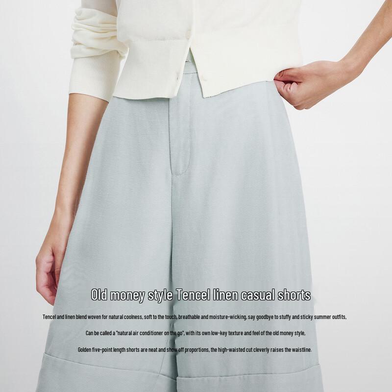 Navigare Women's Tencel Linen Blend Mid-Length Shorts