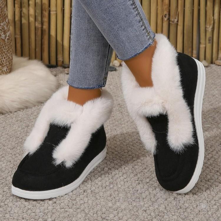 

Snow boots autumn and winter new European and American large size suede round head foot casual velvet cotton shoes 36 чёрный