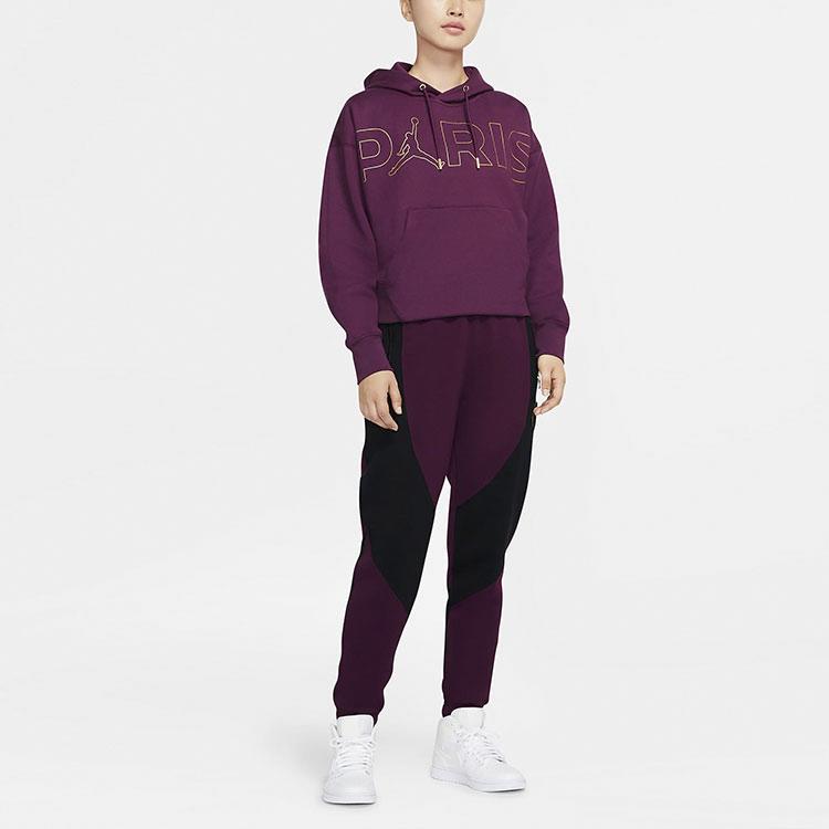 Jordan PSG Fleece-Lined Hooded Pullover Women Tops Burgundy CW3926-610