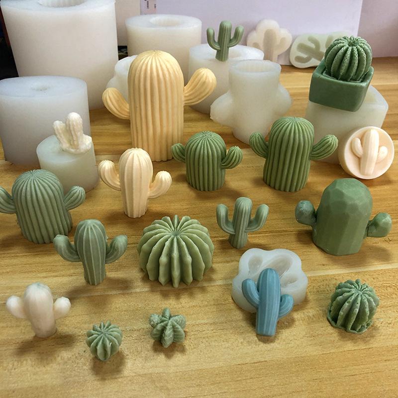 Cactus Scented Candle Mold for DIY Succulent, Plaster, Resin, and Fondant Crafting