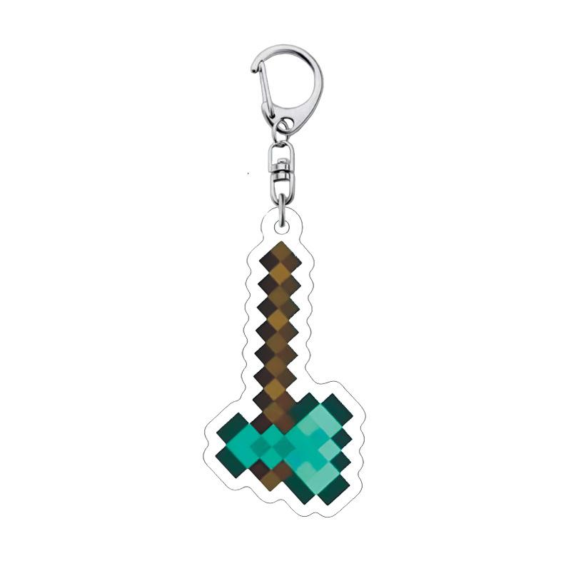 Cartoon Pixel Welt Kumpel Schlüsselanhänger, Überlebens Totem & Goldener Apfel Acryl Anhänger, Kawaii Spiel Inspiriertes Taschenanhänger