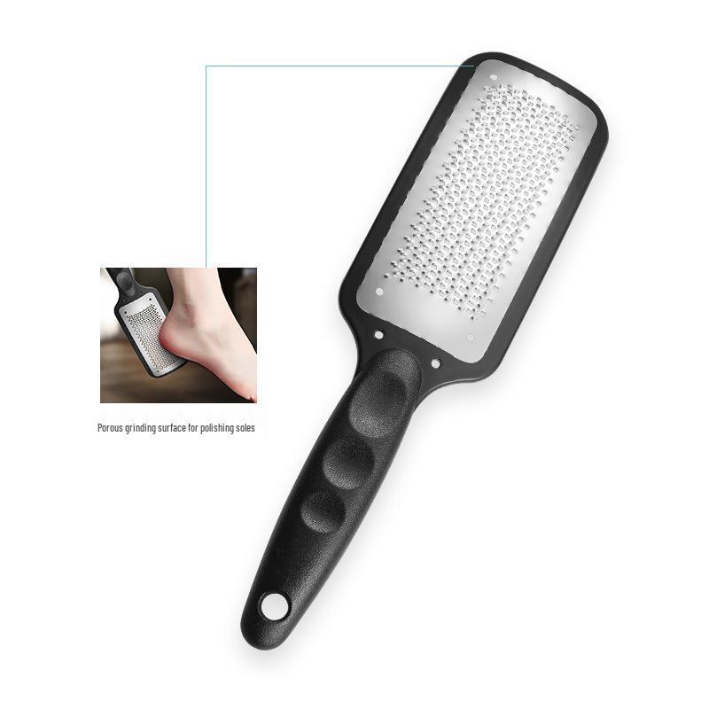 Stainless Steel Foot File & Massage Tool with Long Handle and Pumice Stone