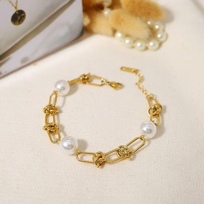 Wind Titanium Steel Bracelet Light Luxury Retro Pearl Stainless Steel Bracelet Fashion Commuting Hand Ornament