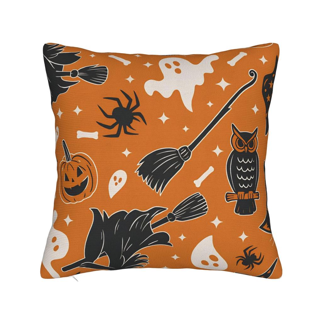 Halloween Square Pillow Cases Pumpkin Black Cats Cushion Cover Customized Decorative Throw Pillow Case Cover for Home 45x45cm