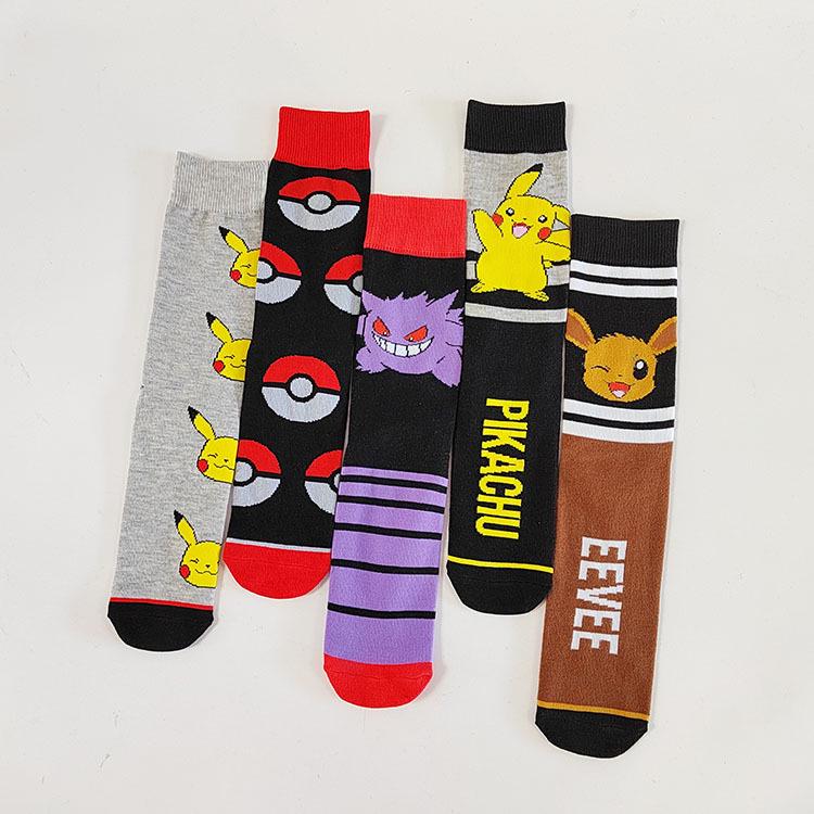 Chaussettes de Sport Mi-Mollet Pikachu Dessin Animé Automne 2024 pour Homme