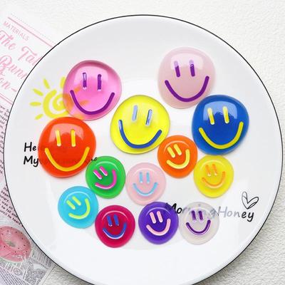 Ice Transparent Round Smiley Face DIY Accessories for Phone Cases, Hairpins & Magnets