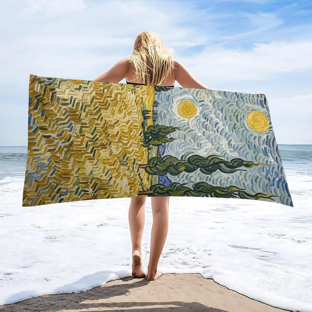 Van Gogh arts Beach Towel for family friends Gifts Towel Quick-Dry Beach Towel For Bath Yoga Tourism Beach GYM Camping Swimming