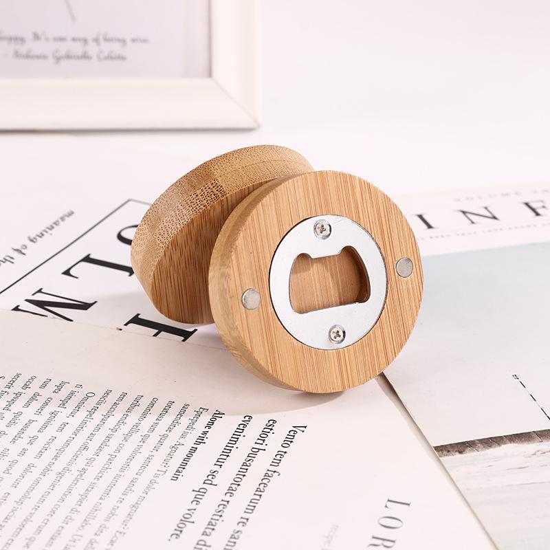 Bamboo Magnetic Bottle Opener with Creative Logo for Refrigerator Advertising