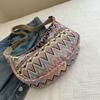 Womens Street Style Canvas Shoulder Bag With Zipper Closure And Mobile Pocket