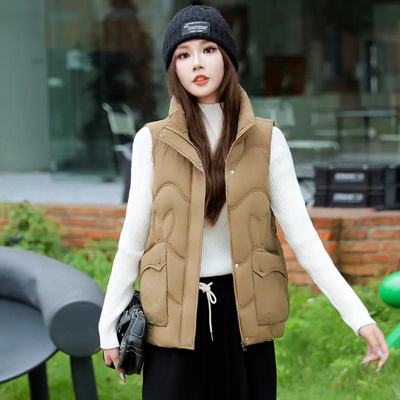 Winter Sleeveless Down Vest for Women    Stand-up Collar Warm Tank Top Casual Light Outerwear Vest