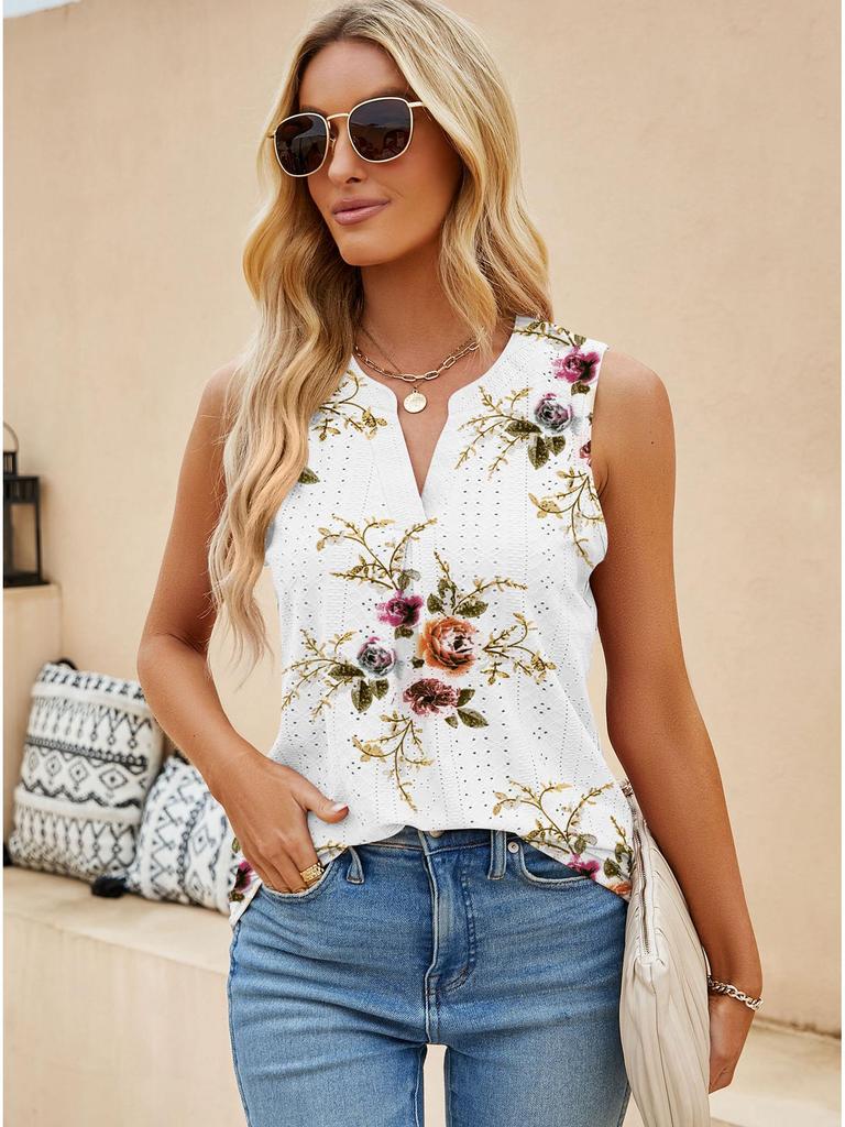 2023 Europäisches & Amerikanisches Damen Einfarbiges V-Ausschnitt Slim-Fit Tanktop mit Löchern