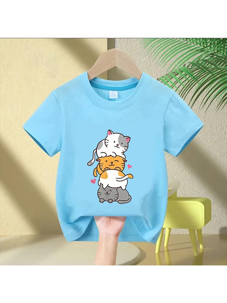 Kids Girls Just a Girl Who Loves Cats Graphic TShirt Soft Cotton Crew Neck Tee Casual Summer Wear for School Playdf0020
