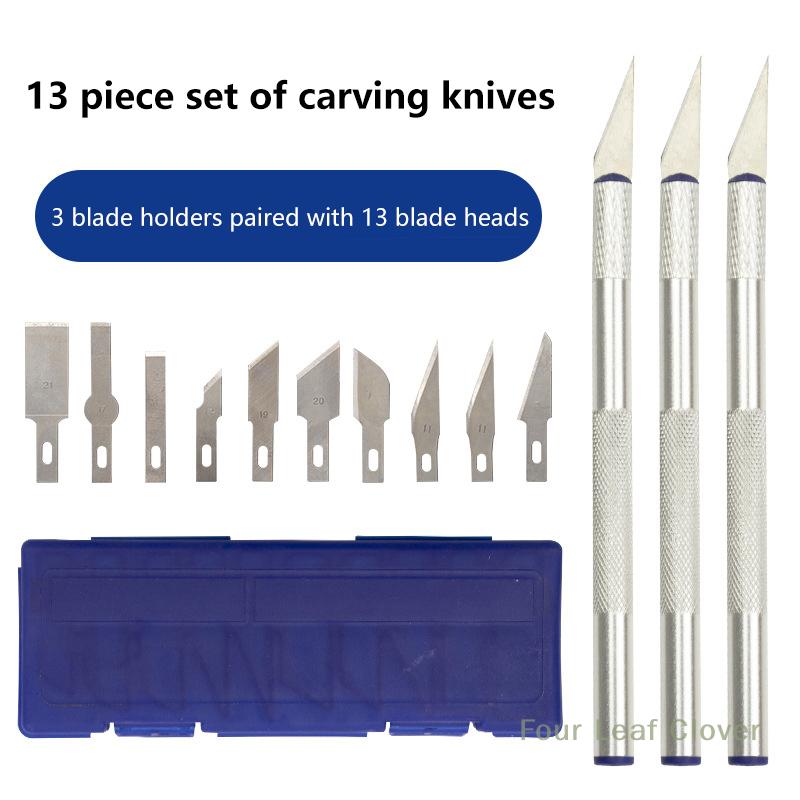 Komplettes 13-teiliges Metall-Kunstmesserset, Bastelwerkzeuge aus Aluminiumlegierung - Ideal für Papierschneiden, Handarbeiten & Modellbau