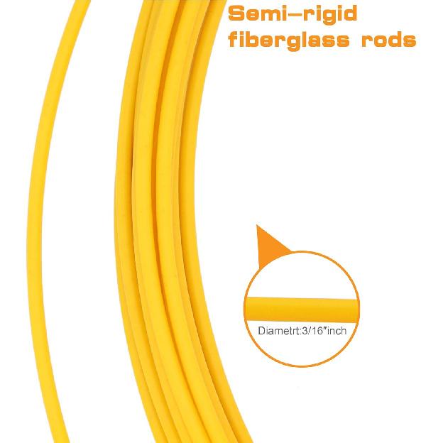 49 Feet Fiberglass Fish Tape Wire Puller Through Wall Wire Threader Fish plus Fish Cable Fastener