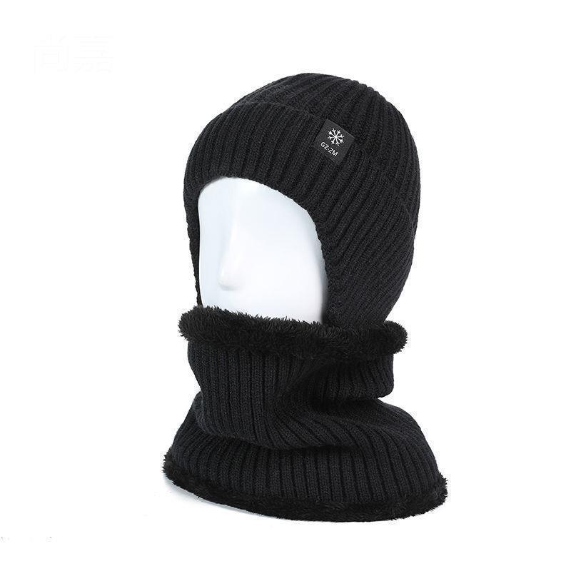 Elderly Men's Thick Knit Winter Hat with Ear Protection