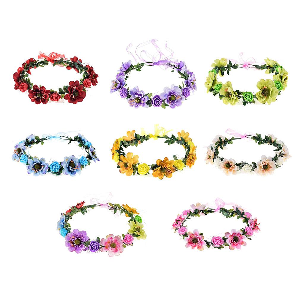 Adjustable Flowers Leaves Headband Elegant Headpiece Women Girls Hair Accessories Wreath Garland Wedding Headwear
