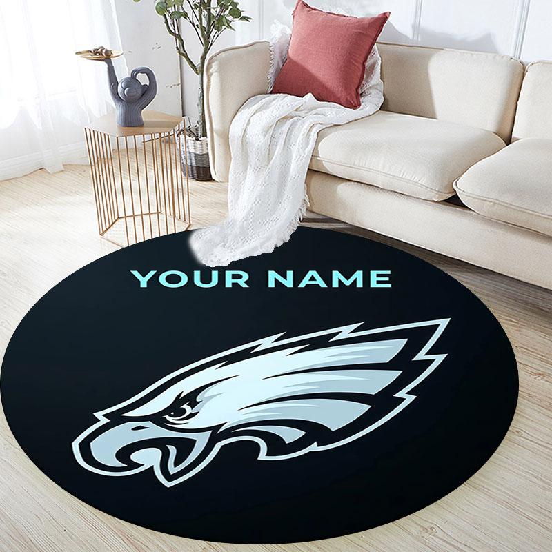 Custom Name,Philadelphia Eagles pattern round rug,Carpet Rug for Living Room Bedroom Playroom ,Non-slip Floor Mat,Holiday Gifts and Birthday Gifts.