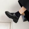 High-heeled Women's New Round-toe Thick-stiletto Versatile Retro Leather Shoes