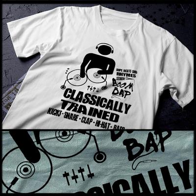 Hip Hop T-shirt Street Hustle DJ Record MC 90s New York Rap Vinyl White Tee