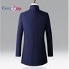 Cozy Up Men's Cashmere Blend Single Breasted Classic Coat with stand collar