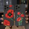 Poppy Flower Bloom Phone Case Black Color For iPhone 7 8 Plus SE2 13 12 11 14 Pro Max X XR XS Soft Silicone Cover Funda Shells