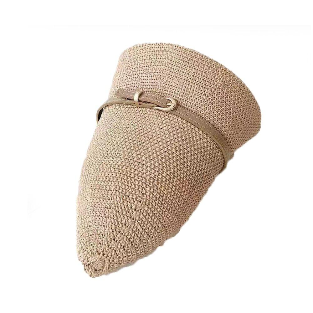 Caps French Style Caps Women Sunscreen Hats PU Leather Belt Summer Bucket Hats Outdoor Straw Hats