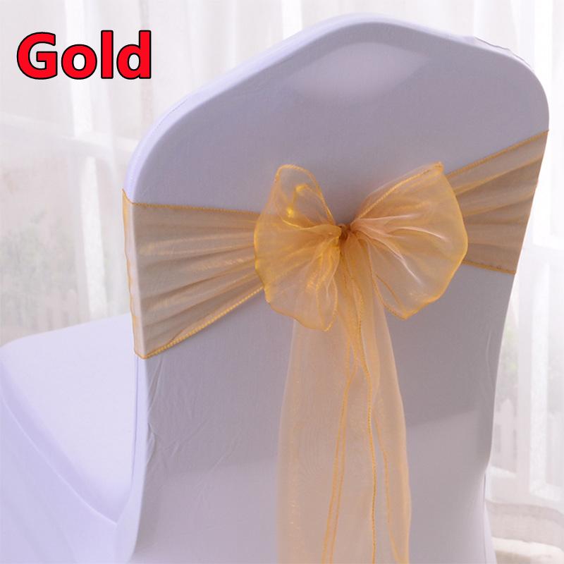 100-10PCS Wedding Chair Decoration Organza Chair Sashes Knot Bands Chair Bows For for Wedding Party Banquet Event Chair Decors