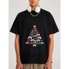 White T Shirt Christmas Tree Made of Game Controllers Graphic Print Casual Wear for Gamers Holiday Season Gift