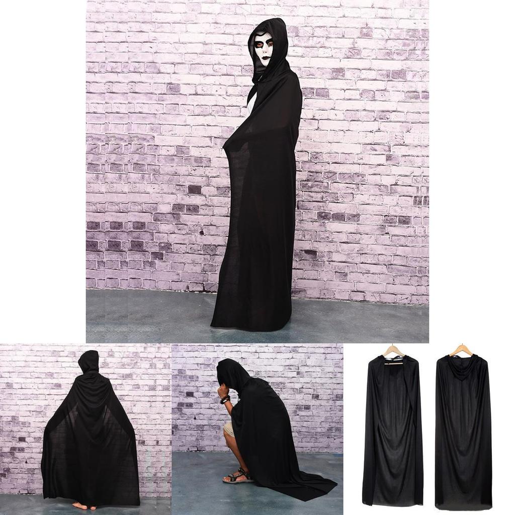 Halloween Cloak Cos Death Vampire Witch Robe Party Adult Children Cape Black