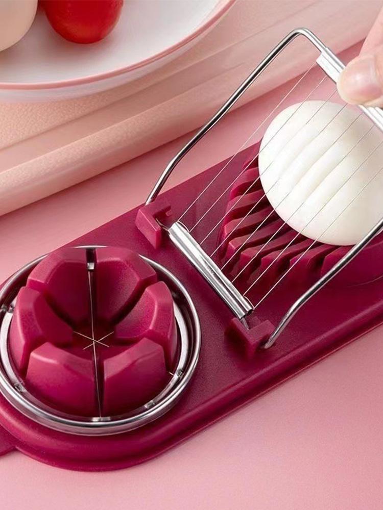 Modern Kitchen Gadget Tool Durable Metal Plastic Easy Slice 2-in-1 Multi-Function Egg Slicer Preserved Egg Fruit Cutter