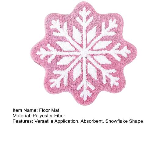 Christmas Snowflake Bathroom Rug Fuzzy Snowflake Absorbent Floor Mat Machine Washable Non Slip Bathtub Rug for Shower Entrance Kitchen Decor