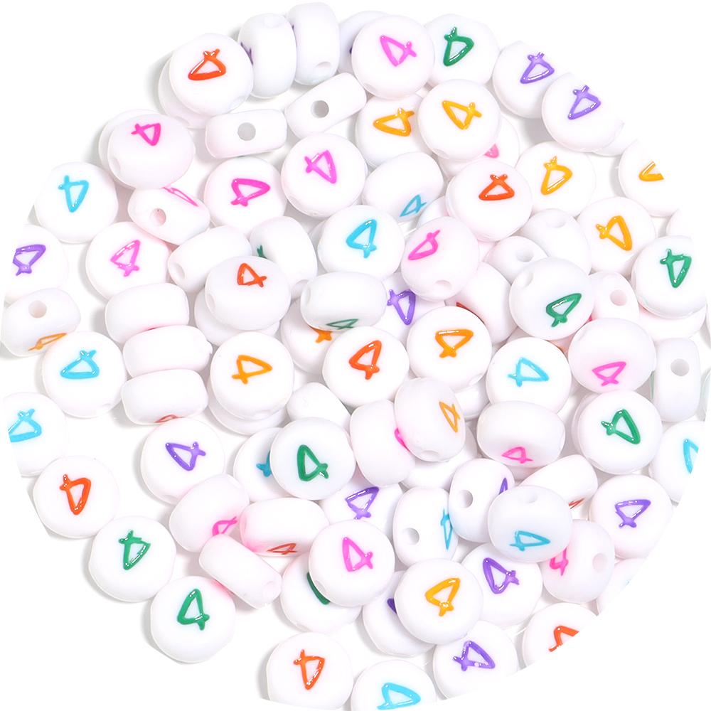 100pcs/Lot Color Acrylic Number Beads Round Flat Spacer Charm Bead for Jewelry Making DIY Bracelet Necklace Accessories